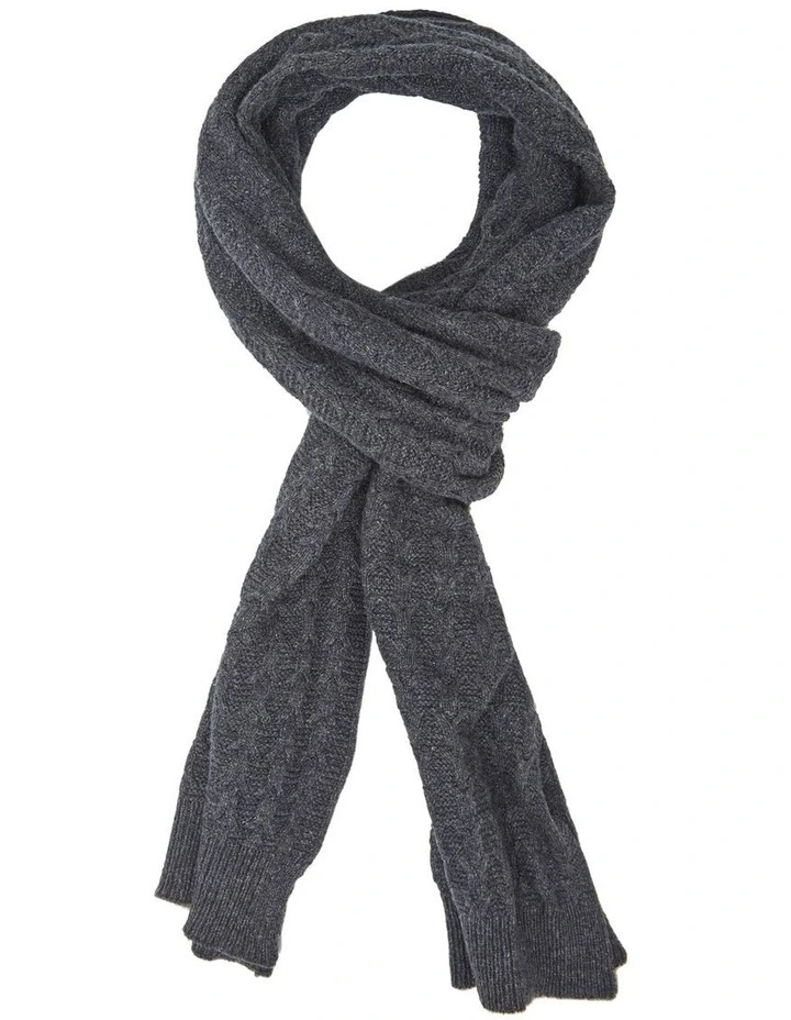 Felix Cable Knit Scarf in Charcoal