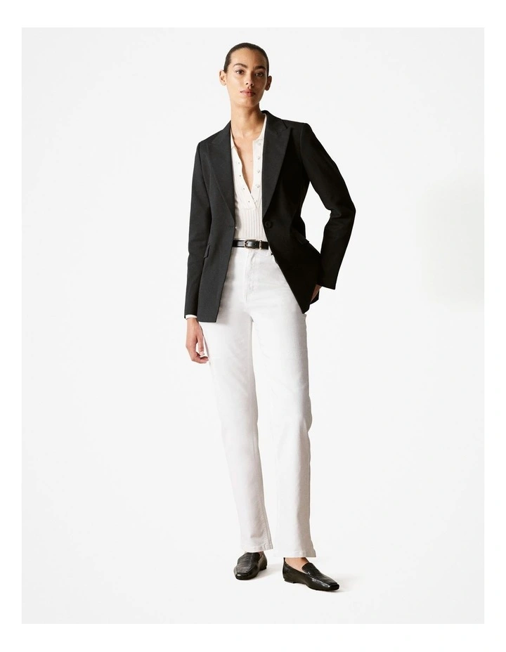 Stretch Cotton Double Cloth Blazer in Black