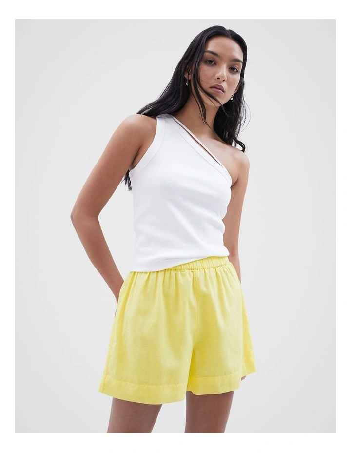 One Shoulder Tank in White