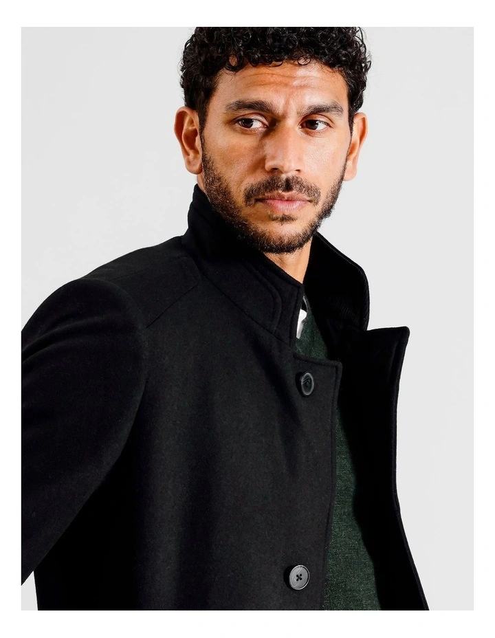 Frankie Funnel Neck Coat in Black
