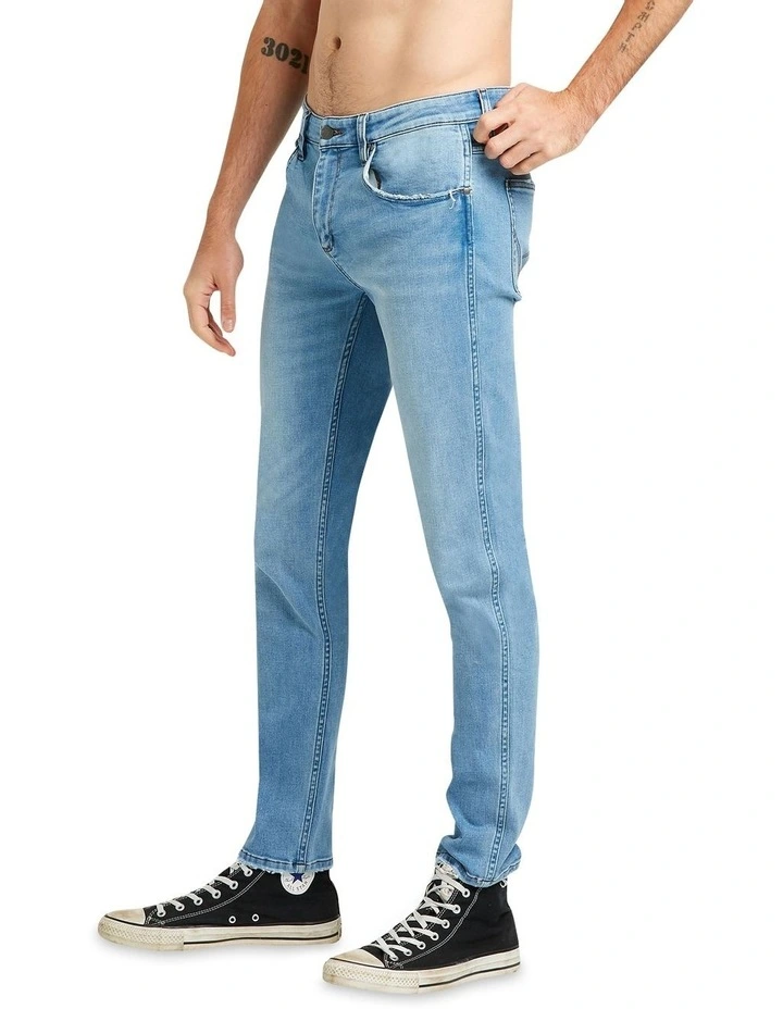 Stomper Low Rise Slim Tapered Jeans in Light Blue