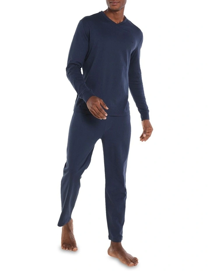 Essential Knit PJ Set In Navy