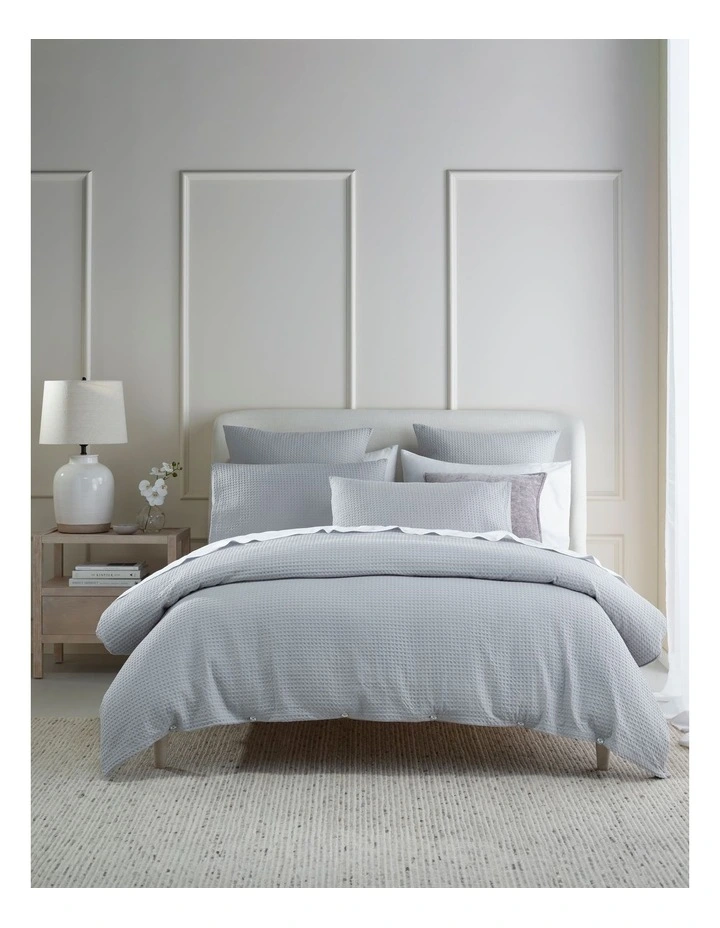 Cotton Waffle Quilt Cover Set in Silver