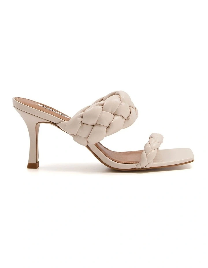 Message Heeled Sandal in Ecru
