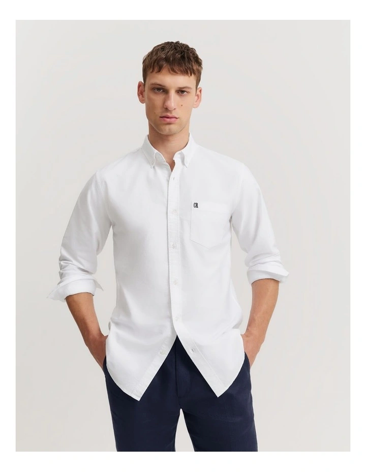 Regular Fit Organically Grown Cotton Oxford Shirt in White Multi