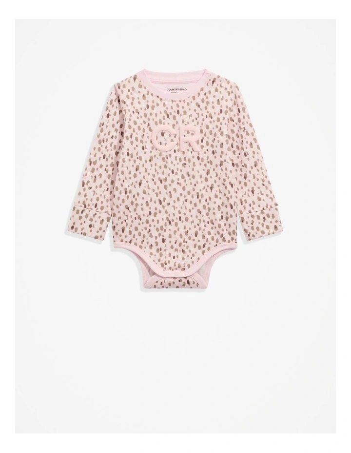 Puff Logo Bodysuit in Pink Animal