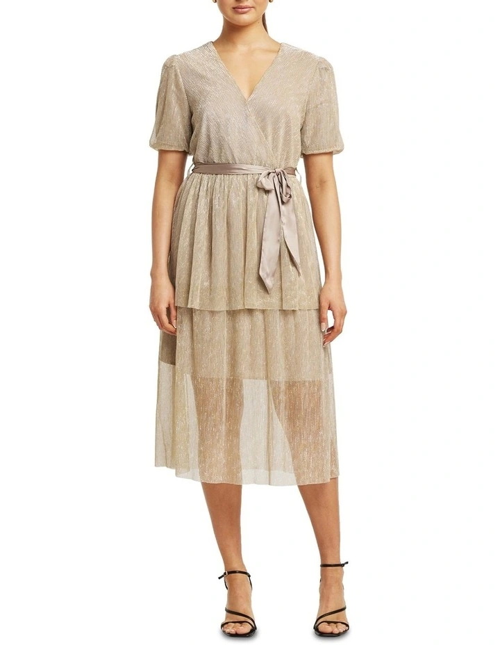 Golden Hour Midi Dress in Gold
