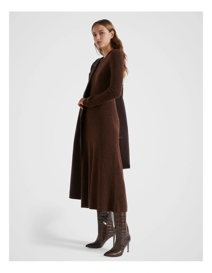 Seam Front Knit Dress in Dark Espresso Marle