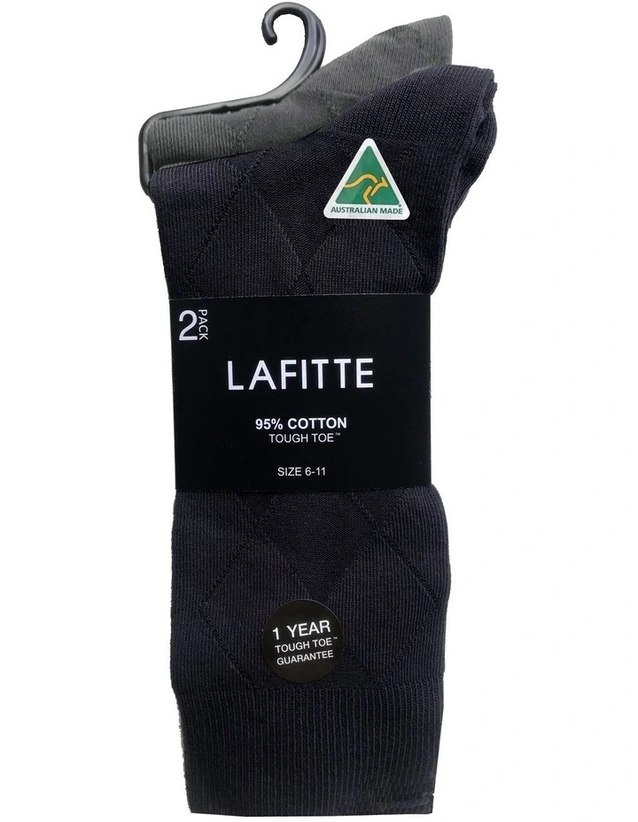 Tough Toe Cotton Socks 2 Pack in Grey