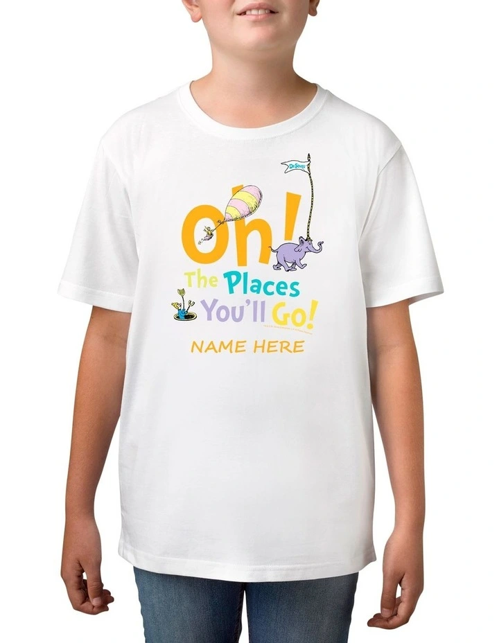 Boy's Dr Seuss Places You'll Go Personalised Cotton T-Shirt