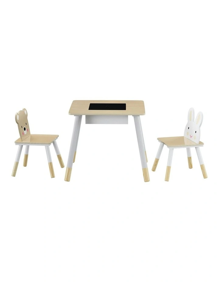 Kids Table & Chairs Set 3 Piece in Natural