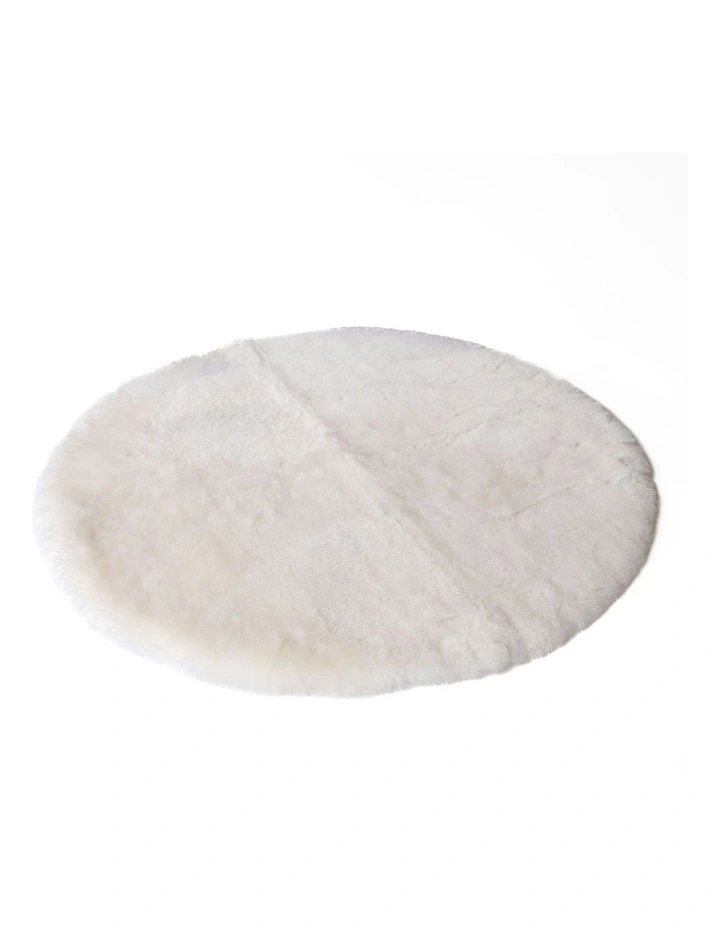 Round Lambskin Play Mat/Tummy Time Rug in Ivory