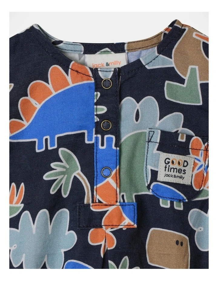Sparky Woven Romper In Dark Navy