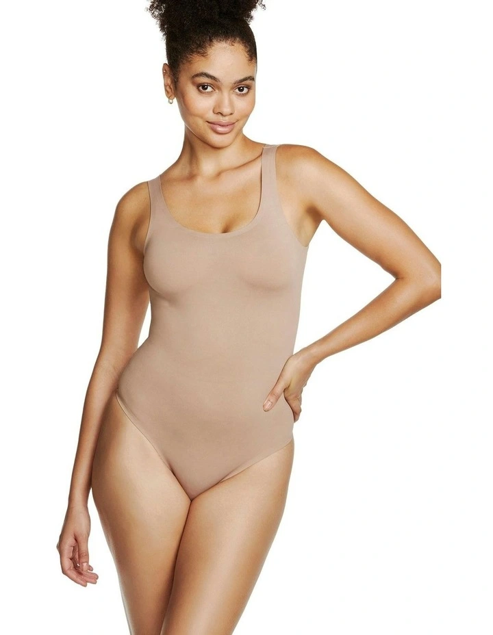Real Smooth Shaping Control Thong Bodysuit in Stucco