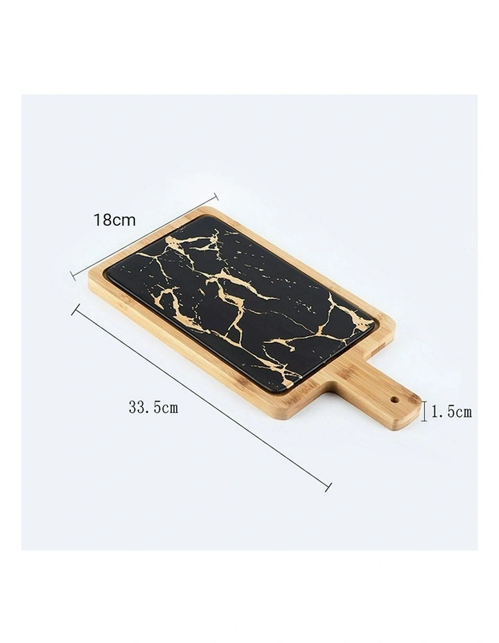 Square Wooden Serving Tray 33.5cm in Black