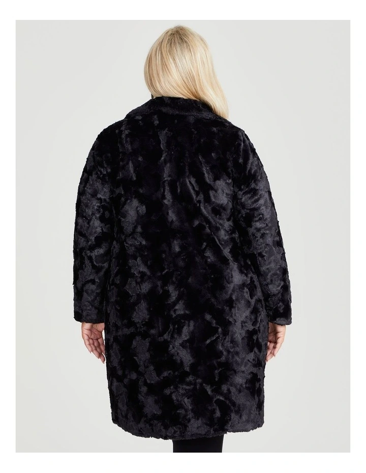 Faux Fur Willow Coat in Black