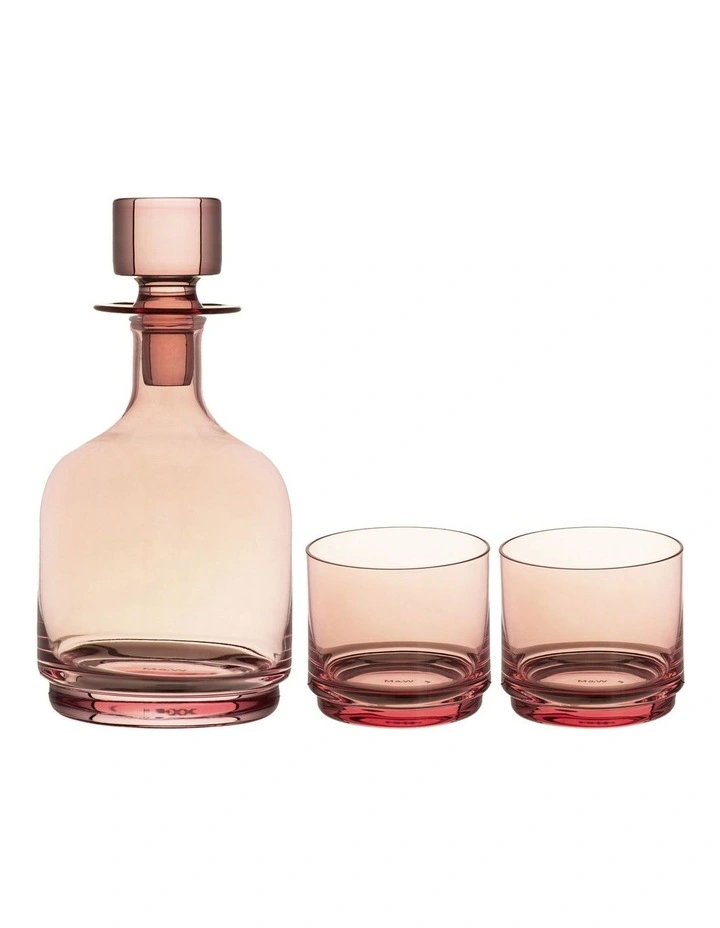Glamour Stacked Decanter Set 3 Pieces in Pink
