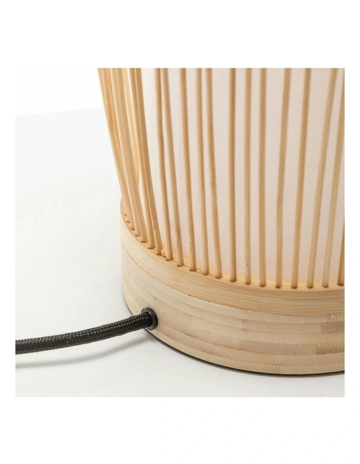 Woven Bamboo Cylinder Table Lamp in Natural