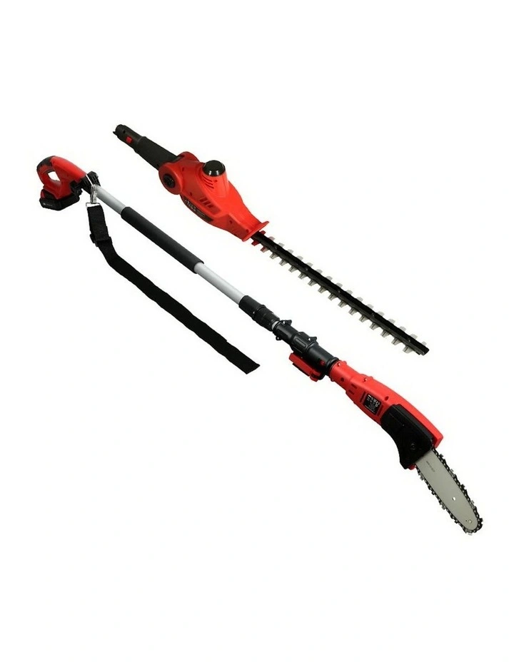 Cordless Pole Chainsaw Hedge Trimmer Saw in Red