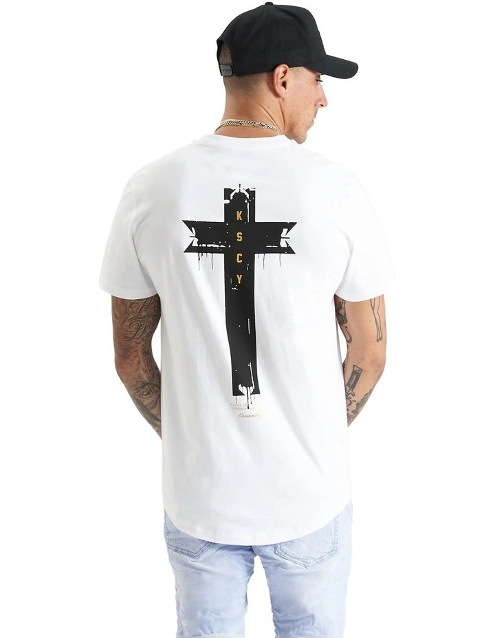Dark Vamp Dual Curved Tee in Optical White