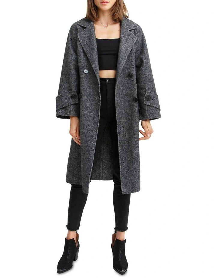 Rumour Has It Oversized Wool Blend Coat in Charcoal