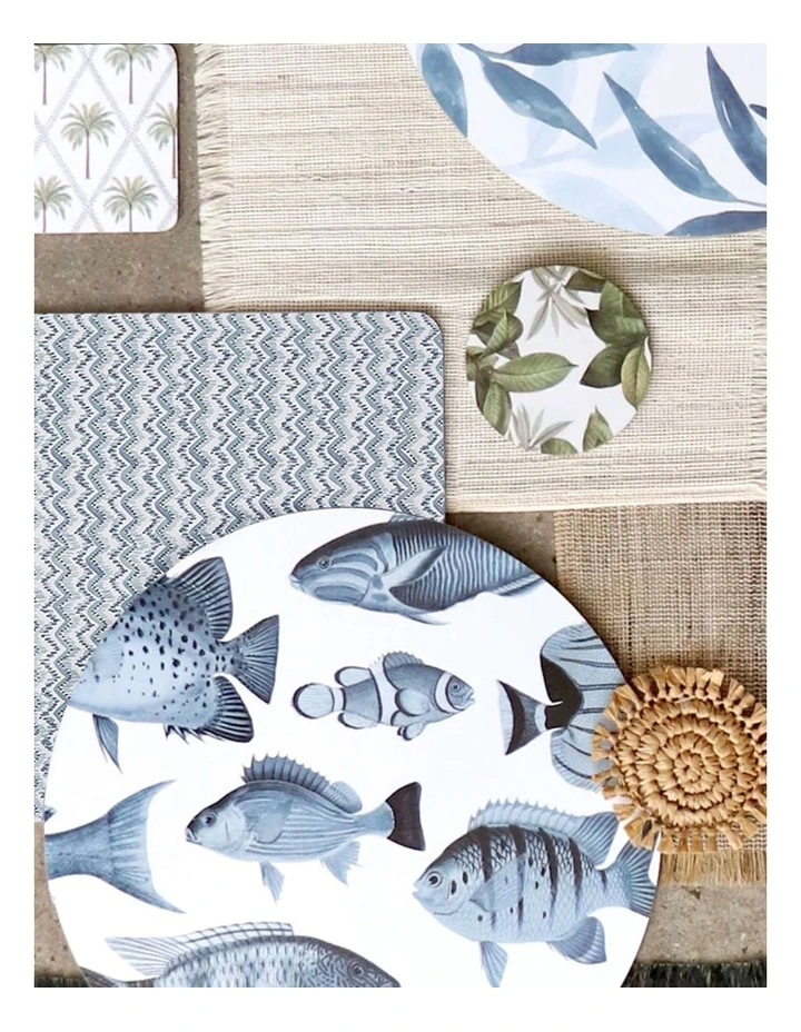 Carlo Chevron Rectangle Placemat Set of 4 in Blue