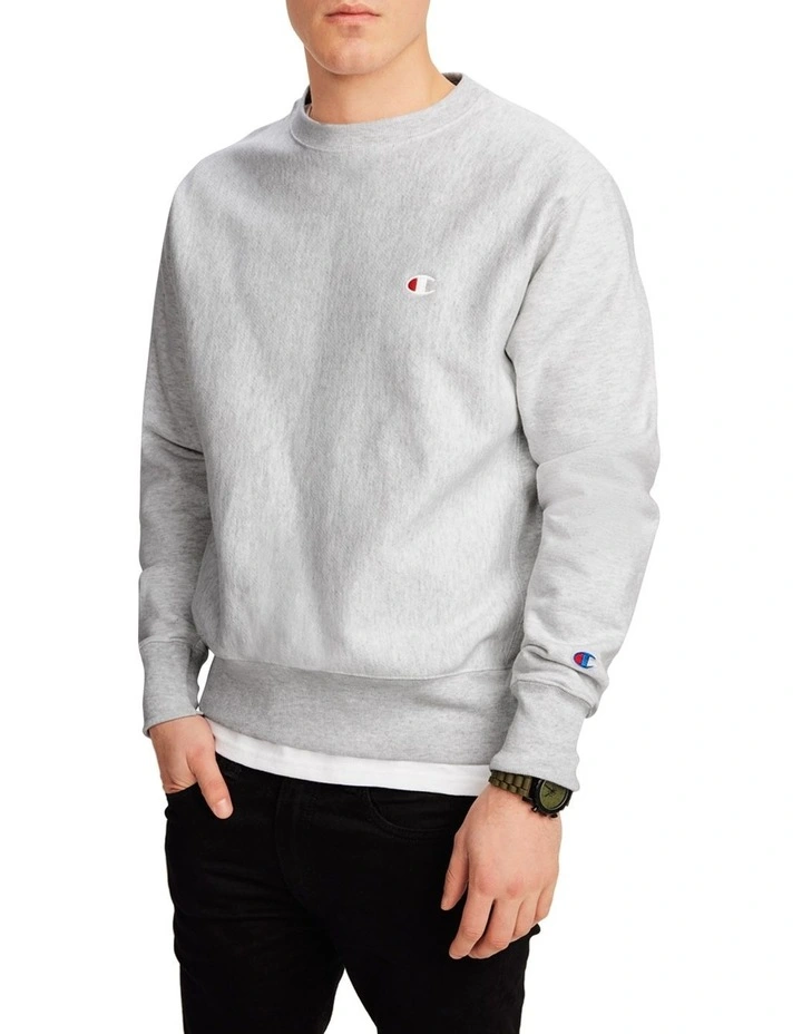 Reverse Weave Crew Top Grey