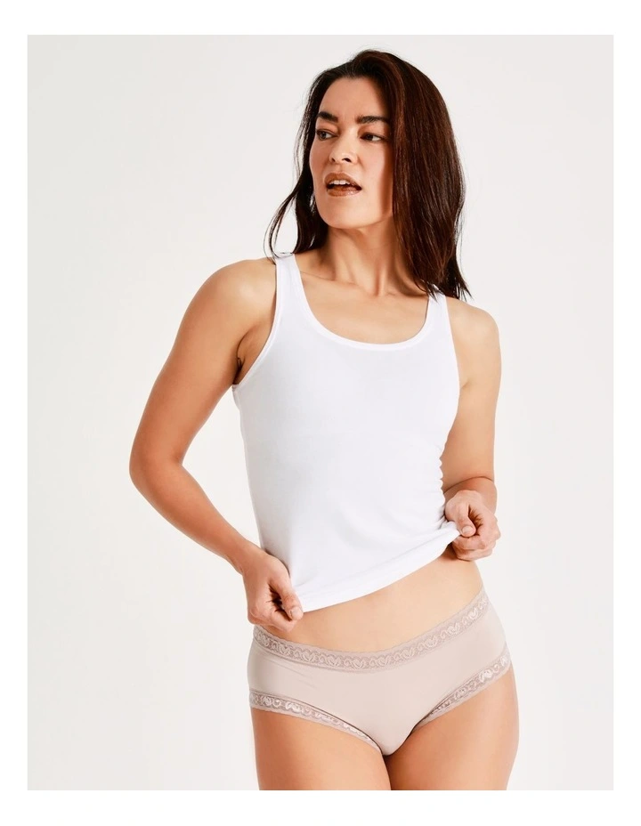Smooth Lace Boyleg Brief in Beige