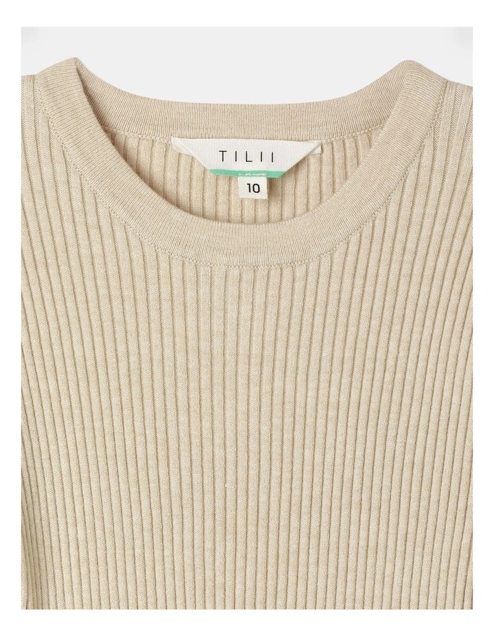 Long Sleeve Knitted Skater Dress in Oat Marle