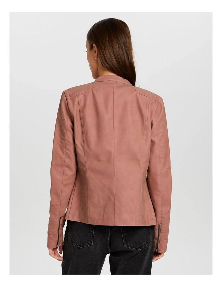 Ava Faux Leather Biker Jacket in Red