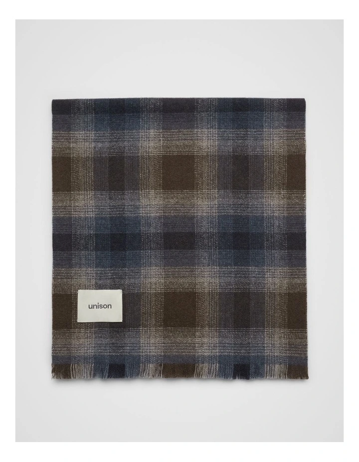 Woven Check Scarf in Chocolate
