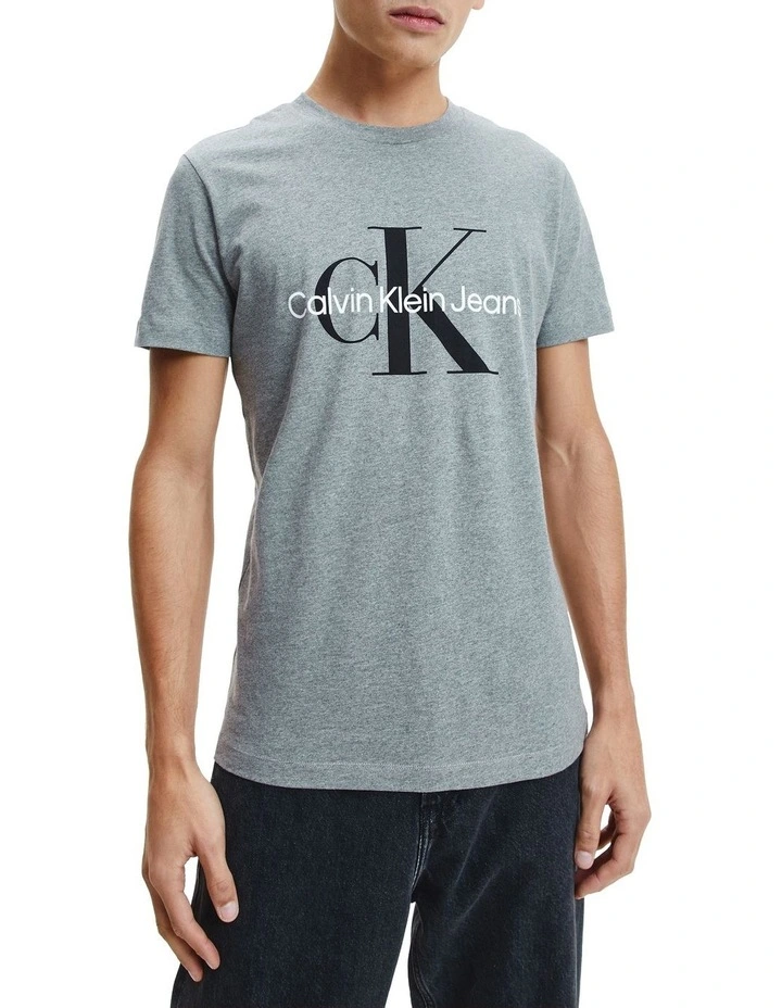 Core Monogram Slim Tee in Mid Grey Heather