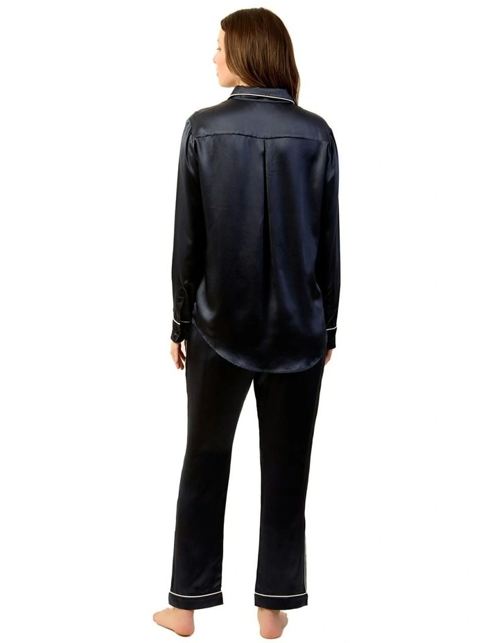 Luna Silk Pyjama Set in Navy