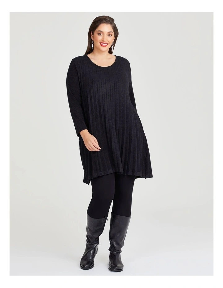 Sunray Pleated Tunic in Black