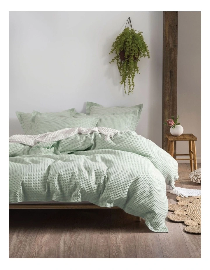 Deluxe Waffle Quilt Cover Set in Mist