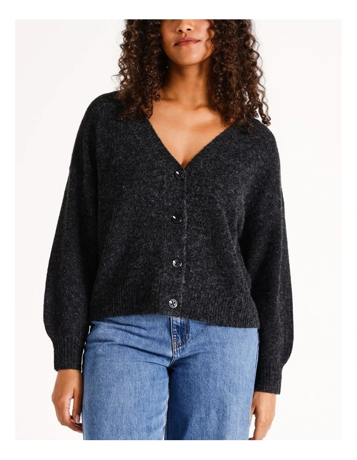 Doffy V-Neck Cardigan in Black