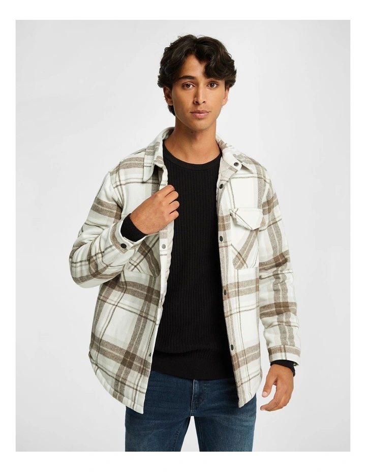Edmonton Check Shacket in Natural