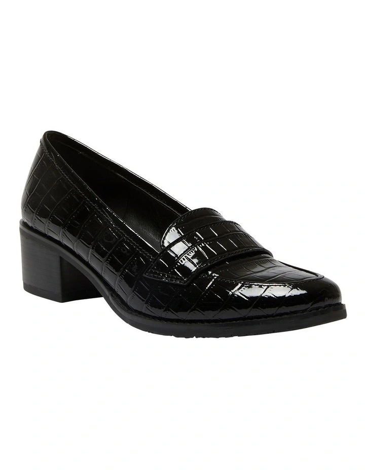 Napoli Heeled Shoes in Black Patent Croc Leather
