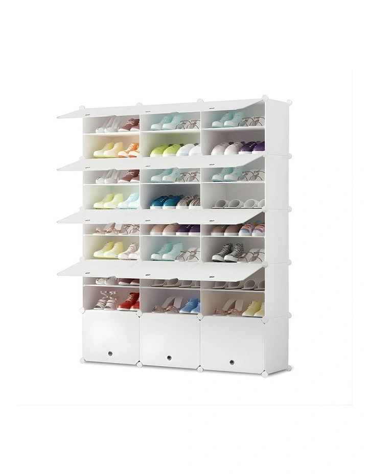 9 Tier 3 Column Shoe Rack Organizer in White