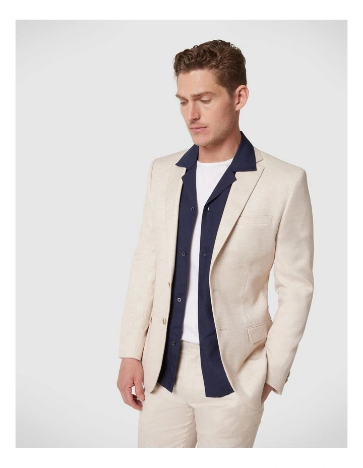 Slim Stretch Textured Tailored Jacket in Natural