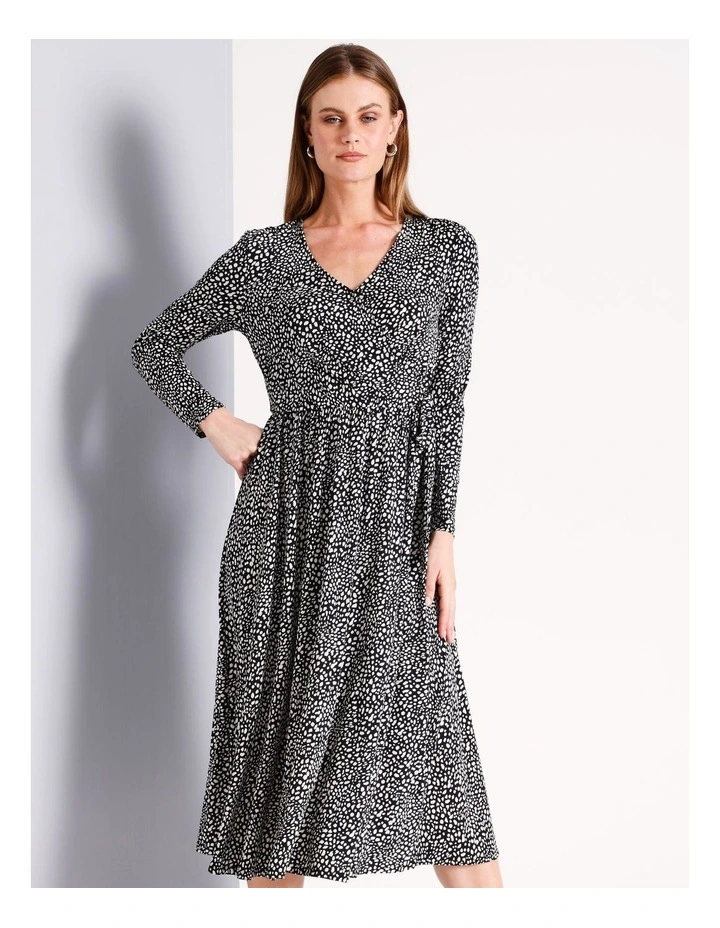 Recycled Polyester Blend Jersey Wrap Midi Dress in Assorted