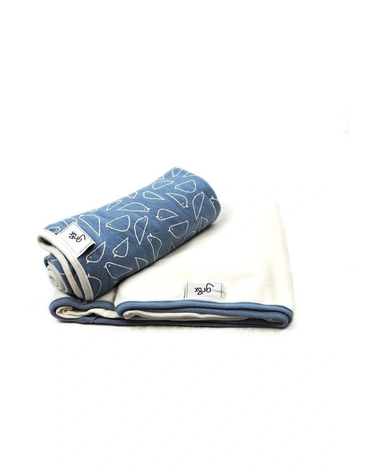 Birds Attraction Double Stretch Swaddling Wraps in Dusty Blue