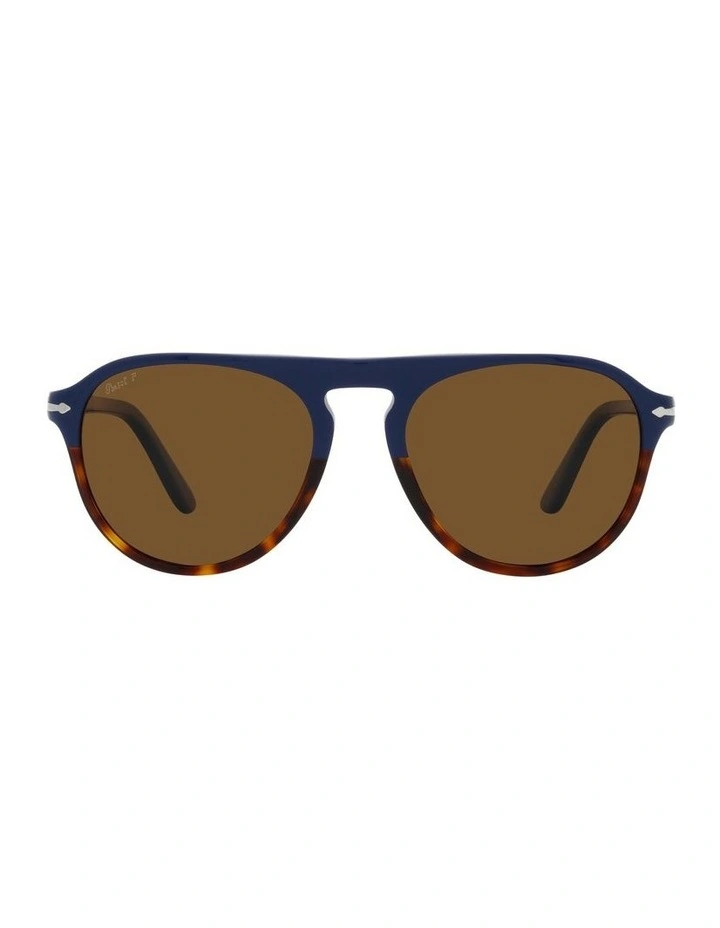 0PO3302S Polarised Sunglasses In Blue/Havana