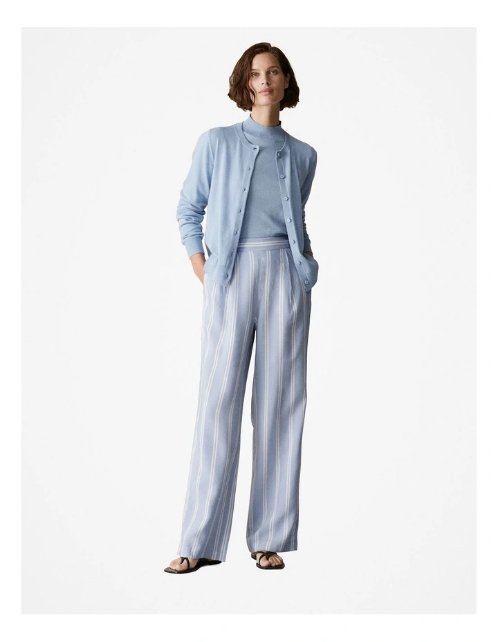 Merino Jersey Classic Cardigan in Pale Blue