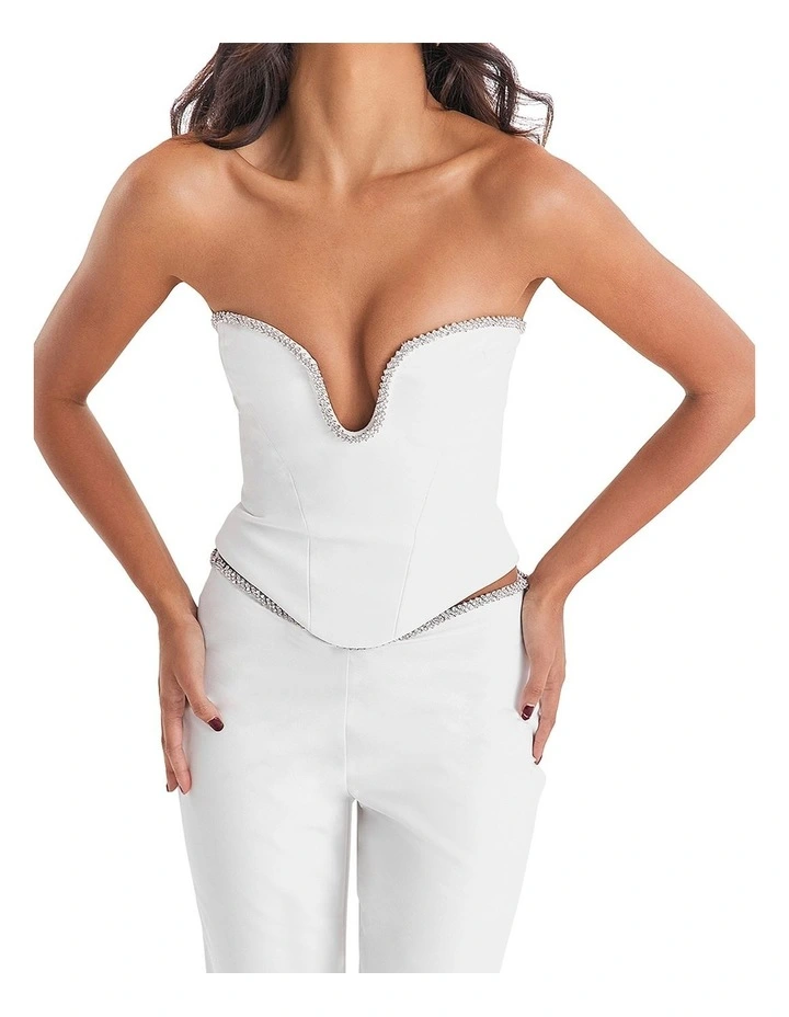 Crystal Trimmed Corset in Ivory