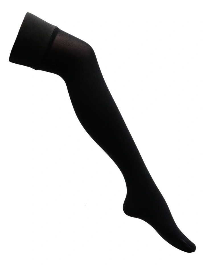No Show Opaque Stay Up Tights in Black