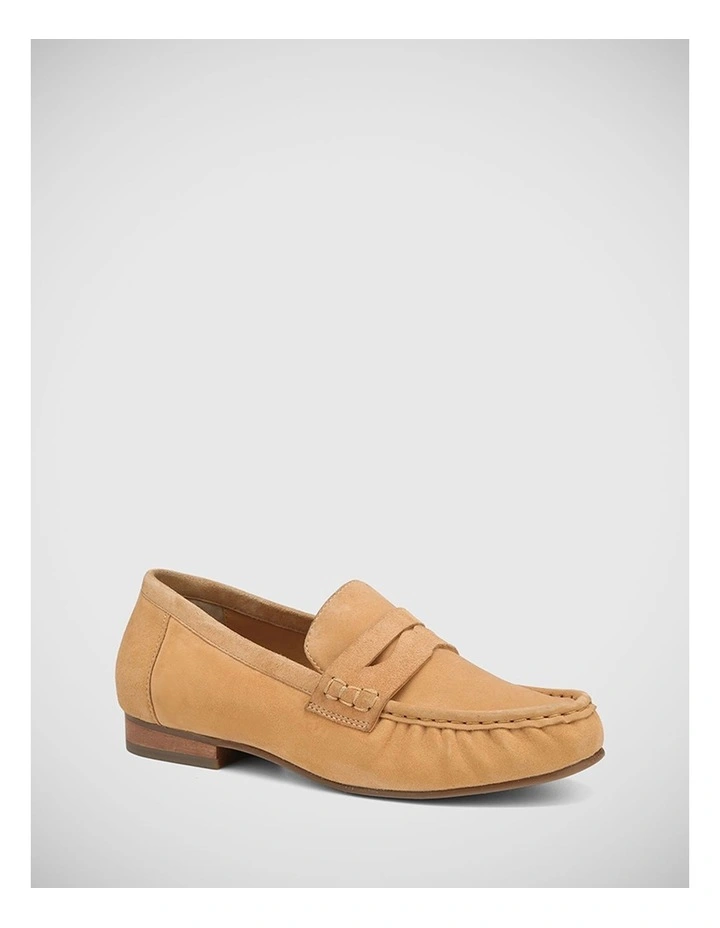 Cecile Suede Leather Loafer in Camel