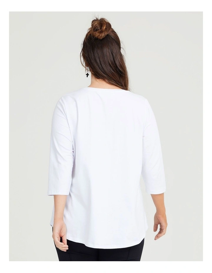 Organic Crew Swing 3/4 Tee White