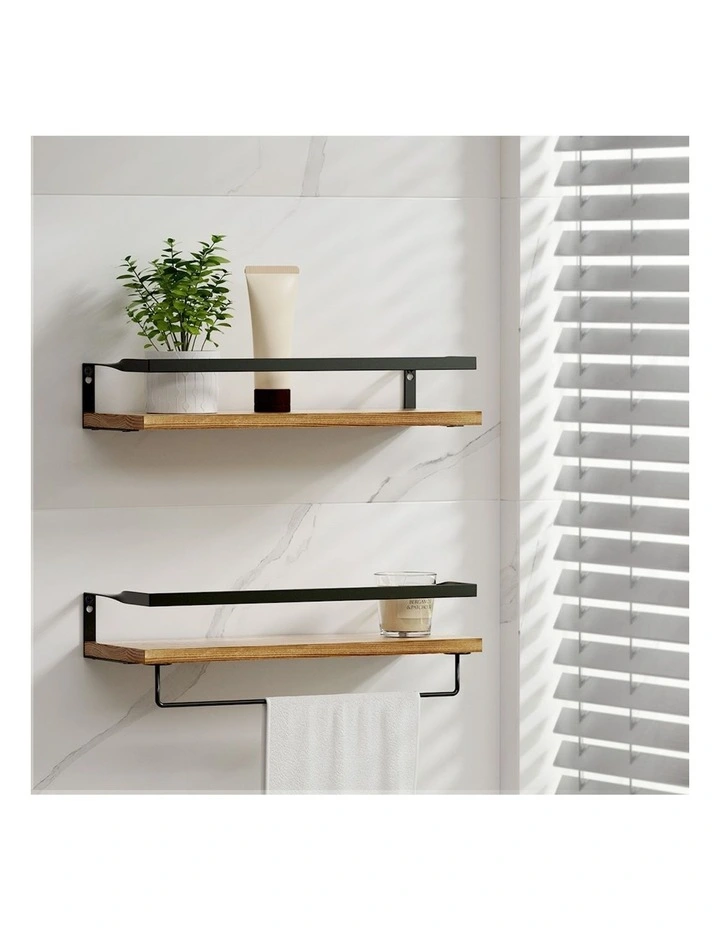 Floating Wall Shelves x2 in Brown