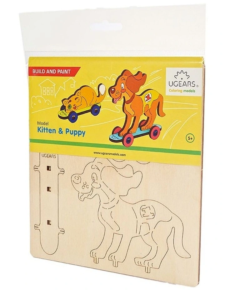 3D Colouring Kitten & Puppy 15 Piece Wooden Puzzle Kit (5+ Years)